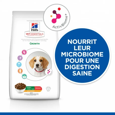 HILL'S Pet Nutrition Vet Essentials Puppy Growth ActivBiome+ Medium Poulet 3 HILL'S Pet Nutrition Vet Essentials Puppy Growth ActivBiome+ Medium Poulet – Image 3