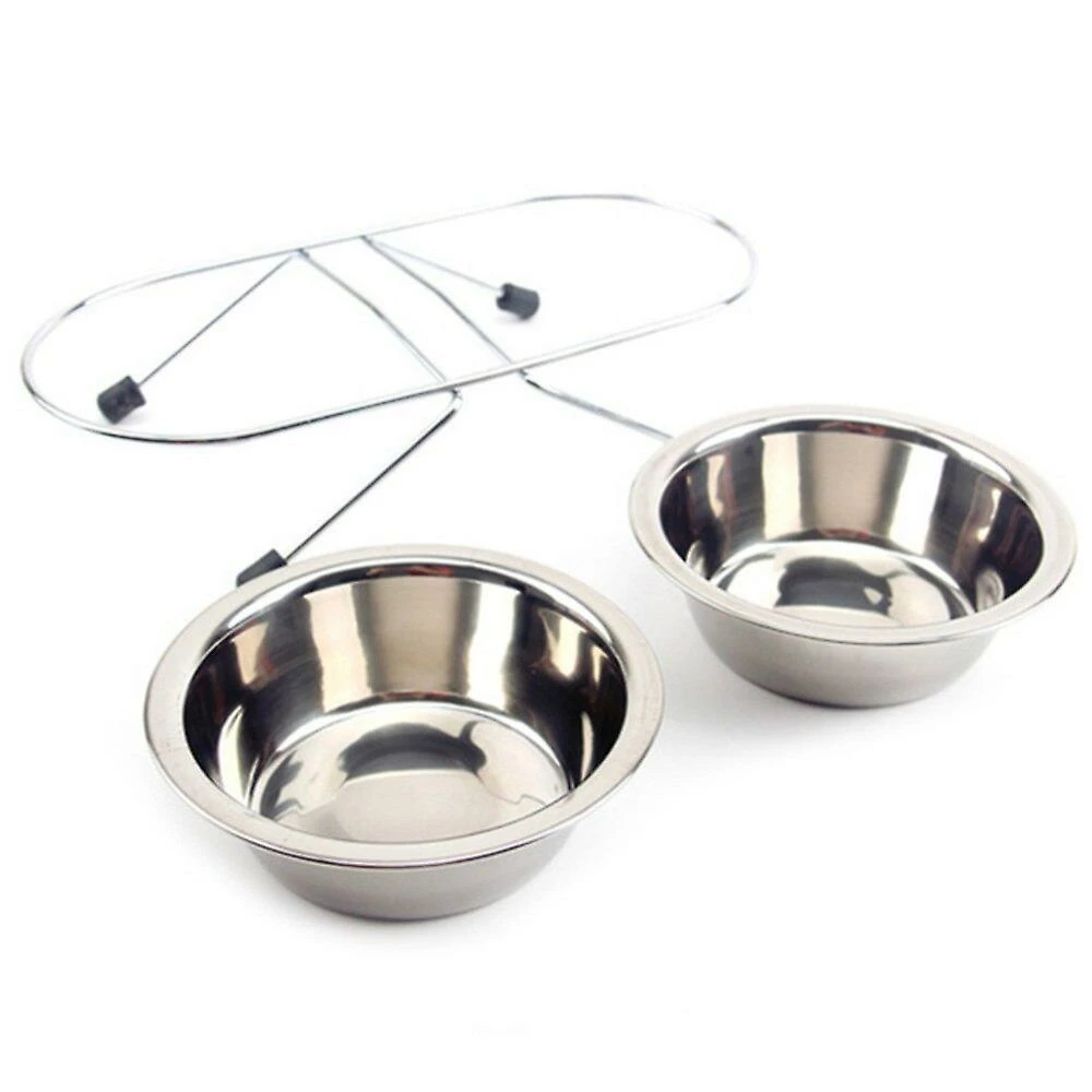 Duqi Dog Bowl En Acier Inoxydable Pet Dog Cat Double Bowls Iron Stand Nourriture Eau Vaisselle Feeder Pet Supplies 3 Duqi Dog Bowl En Acier Inoxydable Pet Dog Cat Double Bowls Iron Stand Nourriture Eau Vaisselle Feeder Pet Supplies – Image 3