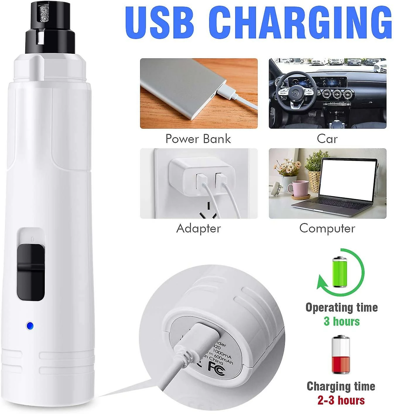 Fairry Dog Nail Grinder - Coupe-ongles électriques Puissants Professionnels à 2 Vitesses, Temps De Travail, Toilettage Et Lissage Silencieux Des Pattes Indolores 4 Fairry Dog Nail Grinder - Coupe-ongles électriques Puissants Professionnels à 2 Vitesses, Temps De Travail, Toilettage Et Lissage Silencieux Des Pattes Indolores – Image 4