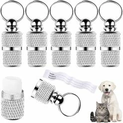 Xhdfr 10 Pièces Adresse Tag Chiens Cat Dog Tag Animal Tag Avec Porte-Clés Dog Tag Collier Tag Compatible Avec Cat Collar Dog Collar Tag Address Sleeve Silver