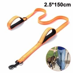 Knfe Pet Gear Dog Leash 1,5 M De Long Rembourré Deux Poignées Robustes Doubles Poignées Plomb