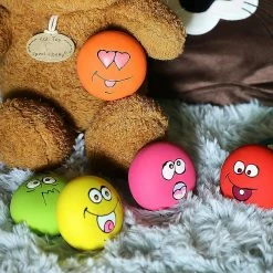 Wonderful Smile Face Dog Squeaky Toys Soft Latex Squeak Balls Pour Chiot Petit Moyen Chiens De Compagnie 6 Pcs / Set -Pet Soin 191564905 max