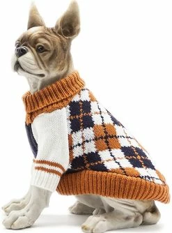 Yuzee Vêtements Pour Animaux De Compagnie Le Diamond Plaid Cat Dog Sweater, Accessoires Pour Chiens, Vêtements Pour Chiens, Sweat-shirts Pour Animaux De Compagnie (curcuma, Xs)