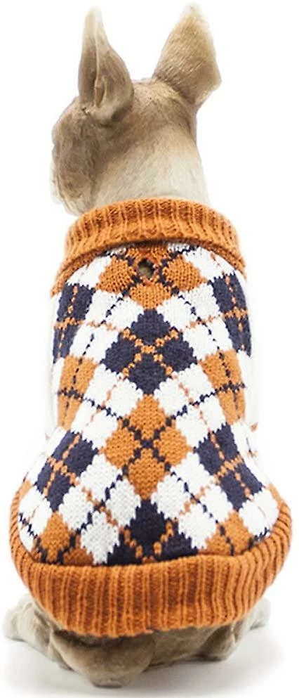 Yuzee Vêtements Pour Animaux De Compagnie Le Diamond Plaid Cat Dog Sweater, Accessoires Pour Chiens, Vêtements Pour Chiens, Sweat-shirts Pour Animaux De Compagnie (curcuma, Xs) 2 Yuzee Vêtements Pour Animaux De Compagnie Le Diamond Plaid Cat Dog Sweater, Accessoires Pour Chiens, Vêtements Pour Chiens, Sweat-shirts Pour Animaux De Compagnie (curcuma, Xs) – Image 2