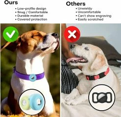 Yuzee Airtag Dog Collar Holder [2 Pack] Silicone Imperméable à L’eau Protection Air Tag Cat Collar Cover, Anti-lost Locator Case Pour Apple Airtags Compatible Avec Pe -Pet Soin 195318285 max 2