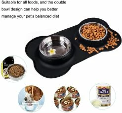 Yuzee Dog Bowl Ensemble De Bol Double Antidérapant En Acier Inoxydable, Avec Tampon En Silicone Anti-déversement, Bol D’eau Détachable Pour Animaux De Compagnie, Utilisé Pour Les Petites Et Moyennes Tailles -Pet Soin 195318369 max