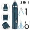 Sxbd 2 En 1 Pet Nail Grinder 2 Vitesses Dog Nail Trimmmer Low Noise USB Rechargeable Paws Grooming & Trimming Pour Grande Race Petite Chiens Moyens Chats Avec Dog Gro