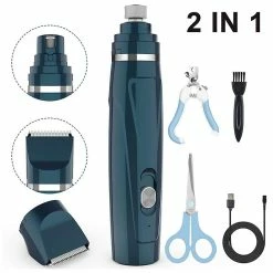 Sxbd 2 En 1 Pet Nail Grinder 2 Vitesses Dog Nail Trimmmer Low Noise USB Rechargeable Paws Grooming & Trimming Pour Grande Race Petite Chiens Moyens Chats Avec Dog Gro