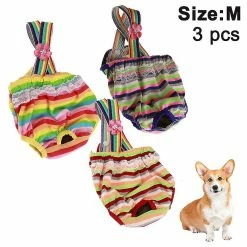 Unbranded 3 Pcs Pet Dog Cat Short Physiologique Doggy Kitten Sous-vêtements Pantalons Couches Strip Design Resserrer La Sangle Slips Sanitaires
