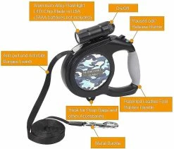 Unbranded 8m Dog Leash Ceinture Rétractable Laisse Avec Lampe De Poche Amovible, Poignée Antidérapante Pour -Pet Soin 208473477 max