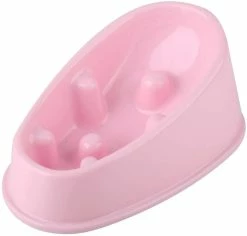 Tinor Dog Slow Feeder Bowl Anti-gulping Pet Slower Food Feeding Vaisselle - Durable Empêchant L’étouffement Healthy Design Dogs Bowl (petit Rose)