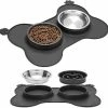 Unbranded Amovible Double Bowl Dog Bowl En Acier Inoxydable Bol Dog Food Bowl Placemat