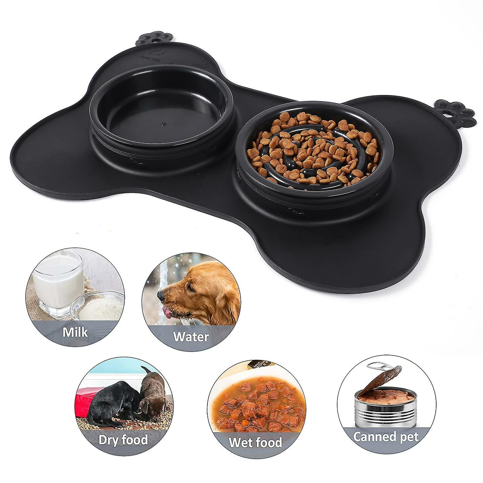 Unbranded Amovible Double Bowl Dog Bowl En Acier Inoxydable Bol Dog Food Bowl Placemat 2 Unbranded Amovible Double Bowl Dog Bowl En Acier Inoxydable Bol Dog Food Bowl Placemat â Image 2
