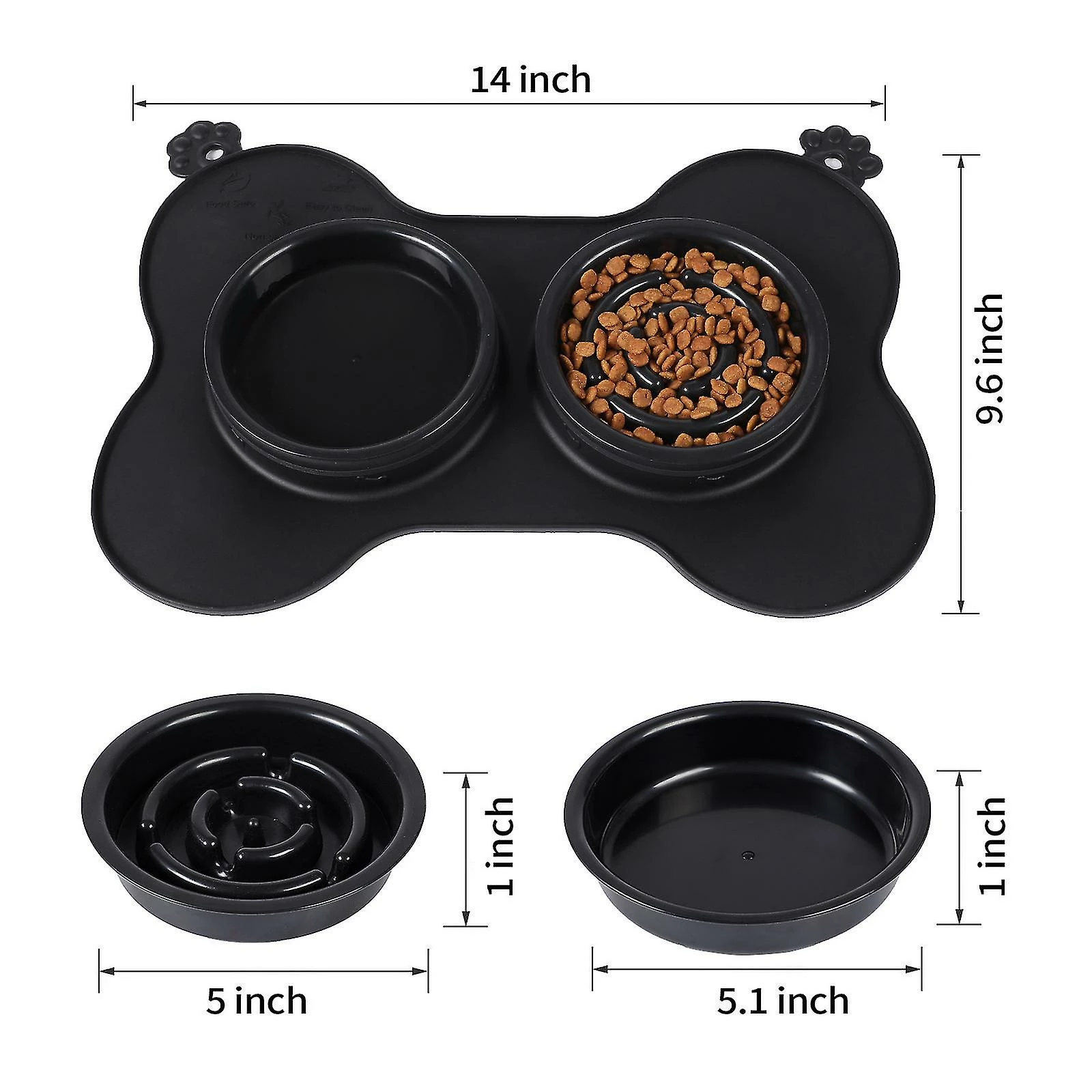 Unbranded Amovible Double Bowl Dog Bowl En Acier Inoxydable Bol Dog Food Bowl Placemat 4 Unbranded Amovible Double Bowl Dog Bowl En Acier Inoxydable Bol Dog Food Bowl Placemat â Image 4