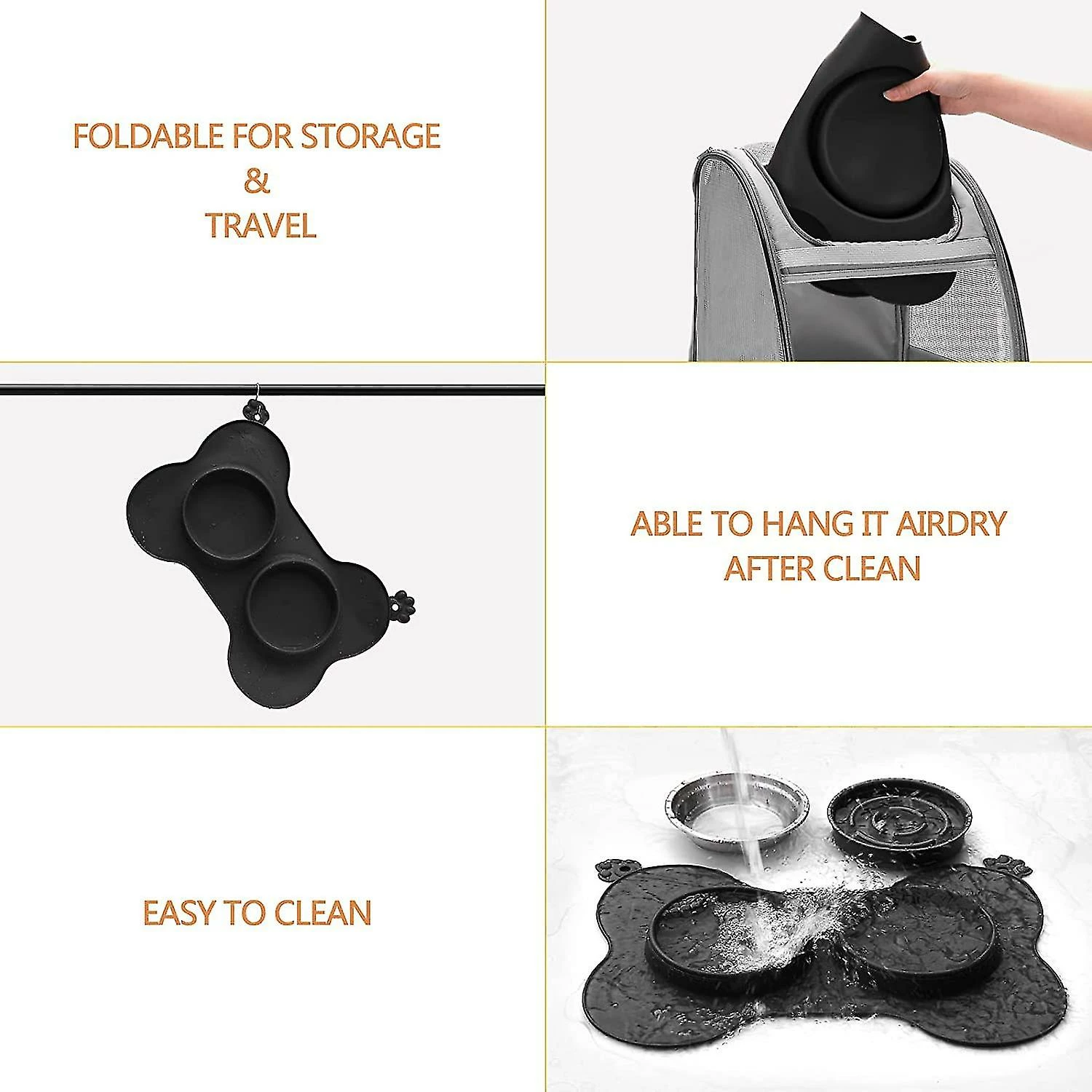 Unbranded Amovible Double Bowl Dog Bowl En Acier Inoxydable Bol Dog Food Bowl Placemat 5 Unbranded Amovible Double Bowl Dog Bowl En Acier Inoxydable Bol Dog Food Bowl Placemat â Image 5