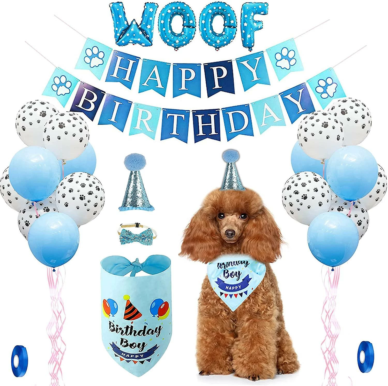 Ssdlv Dog Birthday Party Supplies Dog Birthday Bandana Hat Set Party Accessories (bleu) 1 Ssdlv Dog Birthday Party Supplies Dog Birthday Bandana Hat Set Party Accessories (bleu)