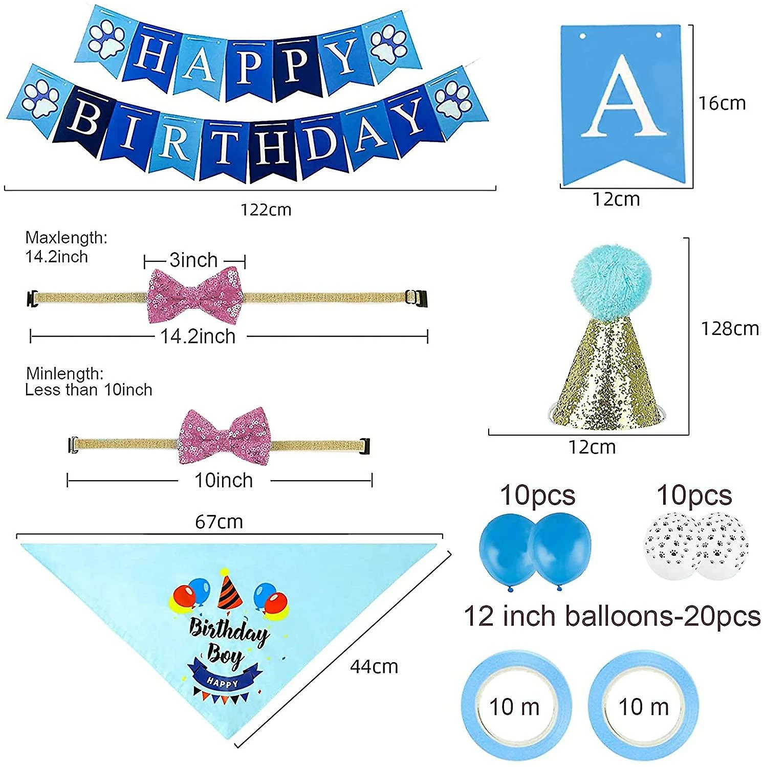 Ssdlv Dog Birthday Party Supplies Dog Birthday Bandana Hat Set Party Accessories (bleu) 2 Ssdlv Dog Birthday Party Supplies Dog Birthday Bandana Hat Set Party Accessories (bleu) – Image 2