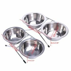 Unbranded En Acier Inoxydable Double Pet Bowls Dog Cat Water Food Anti Slip Feeding Station -Pet Soin 259376252 max