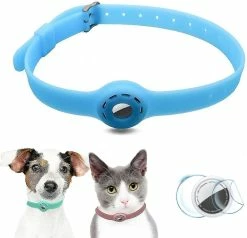Unbranded Airtag Dog Collar Holder Airtag Cat Collier Avec 1 Film De Protection Hd 9-19.5inch Soft Silicone Dog Colliers