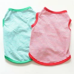 Yskaze 2 Pièces Chiens T-shirt Blank Dog Shirts Pet Summer Striped Shirts Puppy Respirant Outfits Dog Apparel For Cats And Dogs Puppy Party Daily Wear