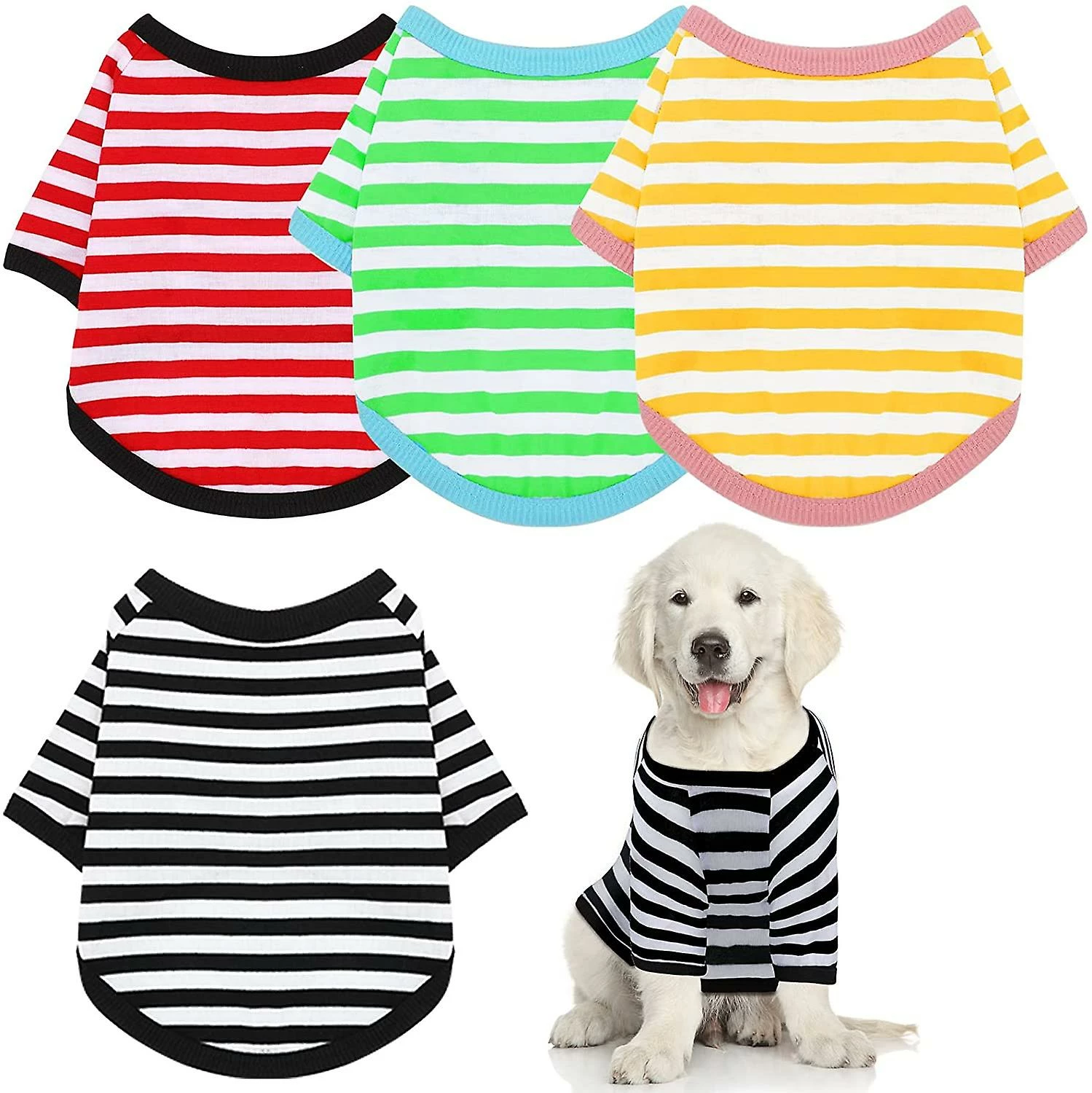 Yskaze 4 Pièces Chemise De Chien Petit Chien Rayé T Shirt Pet Apparel Puppy Sweatshirt Dog Vêtements Pour Chiens De Petite à Moyenne Taille 1 Yskaze 4 Pièces Chemise De Chien Petit Chien Rayé T Shirt Pet Apparel Puppy Sweatshirt Dog Vêtements Pour Chiens De Petite à Moyenne Taille