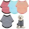 Yskaze 4 Pièces Chemise De Chien Petit Chien Rayé T Shirt Pet Apparel Puppy Sweatshirt Dog Vêtements Pour Chiens De Petite à Moyenne Taille