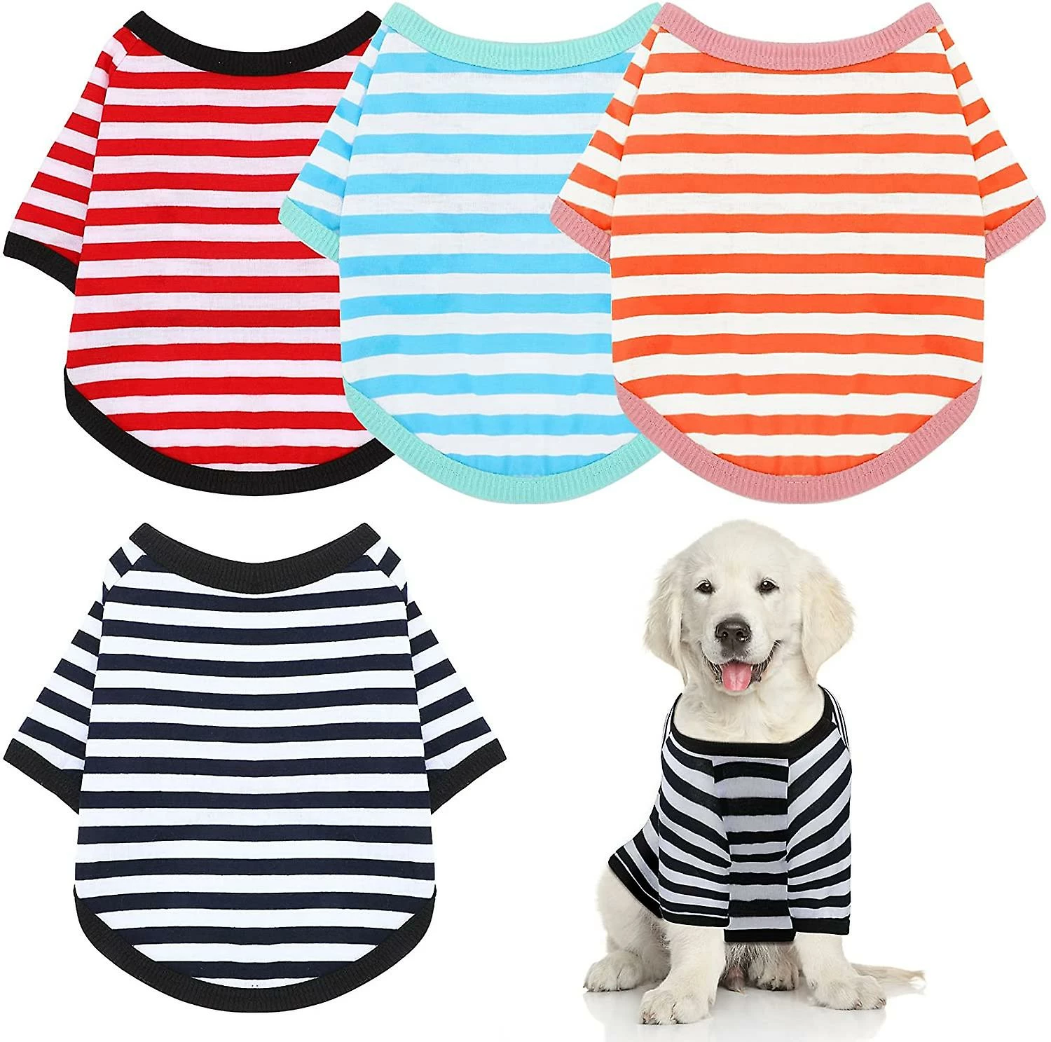 Yskaze 4 Pièces Chemise De Chien Petit Chien Rayé T Shirt Pet Apparel Puppy Sweatshirt Dog Vêtements Pour Chiens De Petite à Moyenne Taille 1 Yskaze 4 Pièces Chemise De Chien Petit Chien Rayé T Shirt Pet Apparel Puppy Sweatshirt Dog Vêtements Pour Chiens De Petite à Moyenne Taille