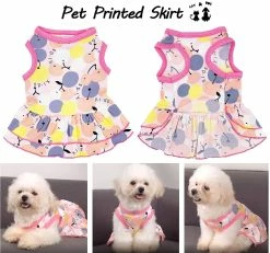 Yskaze 2 Pack Dog Shirt Jupe Pet Clothes, Puppy T-shirts Sleeveless Cute Princess Dress Summer Apparel, Puppy Outfit Printed Vest Pink Clothing For Small Ex -Pet Soin 286235917 max