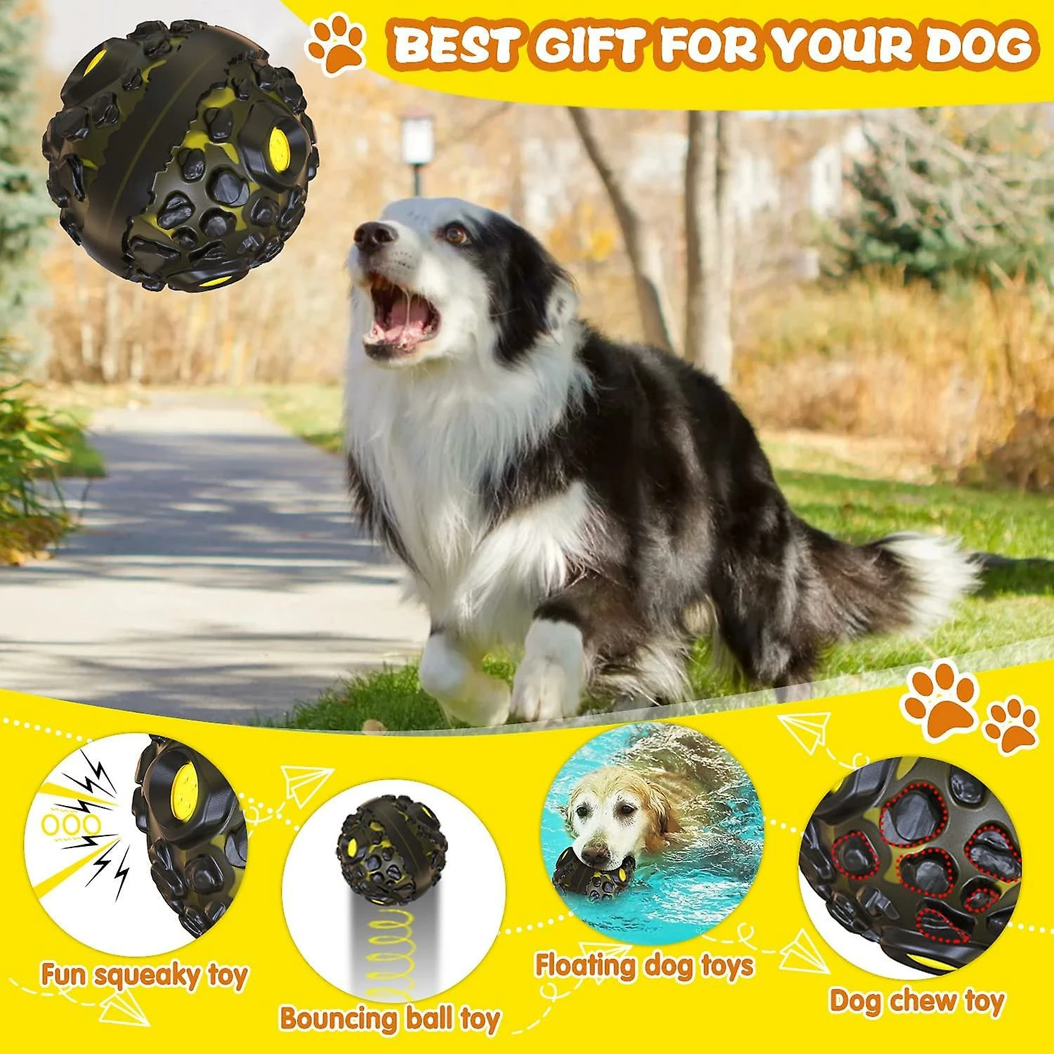 Tinor Jouet Pour Chien Pour Mâcheurs Agressifs Dents Propres Ennuyées Caoutchouc Et Abs Double Couche Robuste Couine Chien Jouet Interactif Dog Ball Pour Chiens De Taille Moyenne 2 Tinor Jouet Pour Chien Pour Mâcheurs Agressifs Dents Propres Ennuyées Caoutchouc Et Abs Double Couche Robuste Couine Chien Jouet Interactif Dog Ball Pour Chiens De Taille Moyenne – Image 2