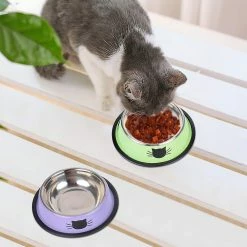 Wonderful Fong 3pcs Pet Bowl En Acier Inoxydable Base Antidérapante Dog Bowl Cat Bowl Avec 2 Cuillères à Nourriture -Pet Soin 309263157 max
