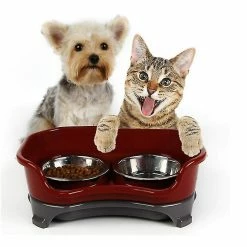 Unbranded Dog Bowl Cat Bowl Pet Cat Double Vasque Bol Anti-éclaboussures (Café) -Pet Soin 312863351 max