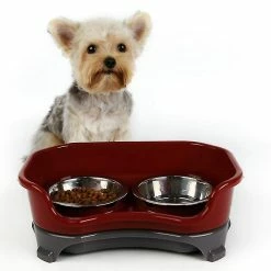 Unbranded Dog Bowl Cat Bowl Pet Cat Double Vasque Bol Anti-éclaboussures (Café) -Pet Soin 312863383 max