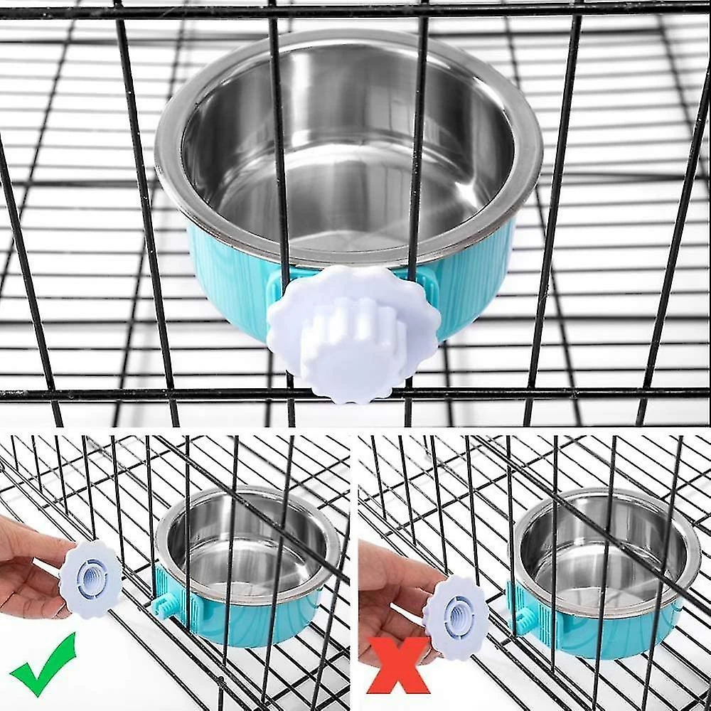 Unbranded Crate Dog Bowl, Stainless Steel Amovable Hanging Food Water Cage Cup 4 Unbranded Crate Dog Bowl, Stainless Steel Amovable Hanging Food Water Cage Cup – Image 4