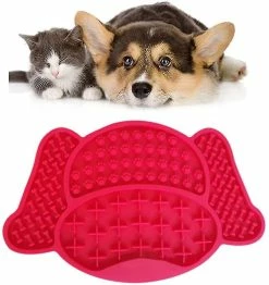 Sajygv Sajy Silicone Dog Lick Pad Pet Food Feeder Bowl Puppy Cat Butter Dispensing Feeding Bath Mat (rouge)