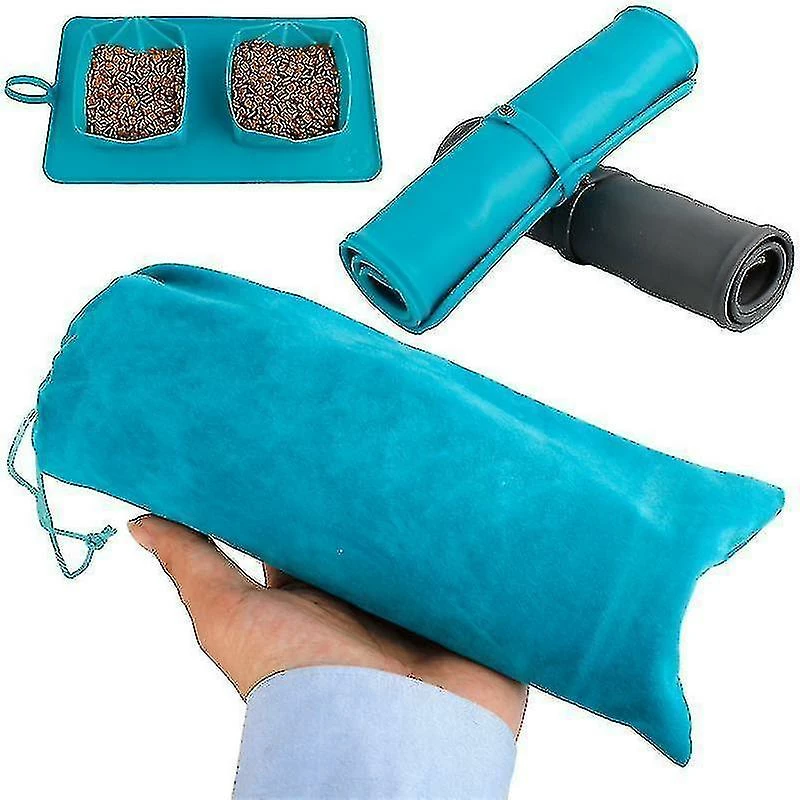 Unbranded Et Pliant Double Bol Velours Sac Dog Bowl (Gris) 2 Unbranded Et Pliant Double Bol Velours Sac Dog Bowl (Gris) – Image 2