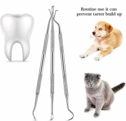Piao Pcs Dog Teeth Cleaner And Scraper Acier Inoxydable Double Ended Tooth Grinder Scraper Pet Teeth Cleaning Tool For Dogs And Cats (argent) -Pet Soin 334146901 max