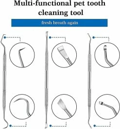 Piao Pcs Dog Teeth Cleaner And Scraper Acier Inoxydable Double Ended Tooth Grinder Scraper Pet Teeth Cleaning Tool For Dogs And Cats (argent) -Pet Soin 334146963 max