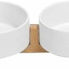 Unbranded Dog Bowl Ceramic Double Dog Food Bowl Avec Support En Bambou Pour Chats Et Chiens (850ml, Gris) E