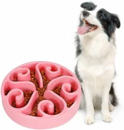 WOSAWE Slow Feeder Dog Bowl Antidérapant Non Toxique Fun Healthy Feeder No Choking Dog Food Water Bowl Pour Grands Moyens Petits Chiens Pet Couleur Noire