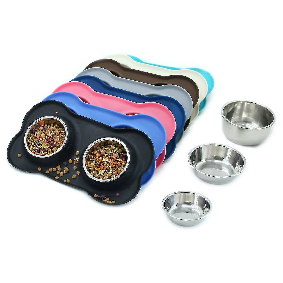 Unbranded Dog Bowls Food Water Bowl En Acier Inoxydable Double Bowl , 800ml 1 Unbranded Dog Bowls Food Water Bowl En Acier Inoxydable Double Bowl , 800ml