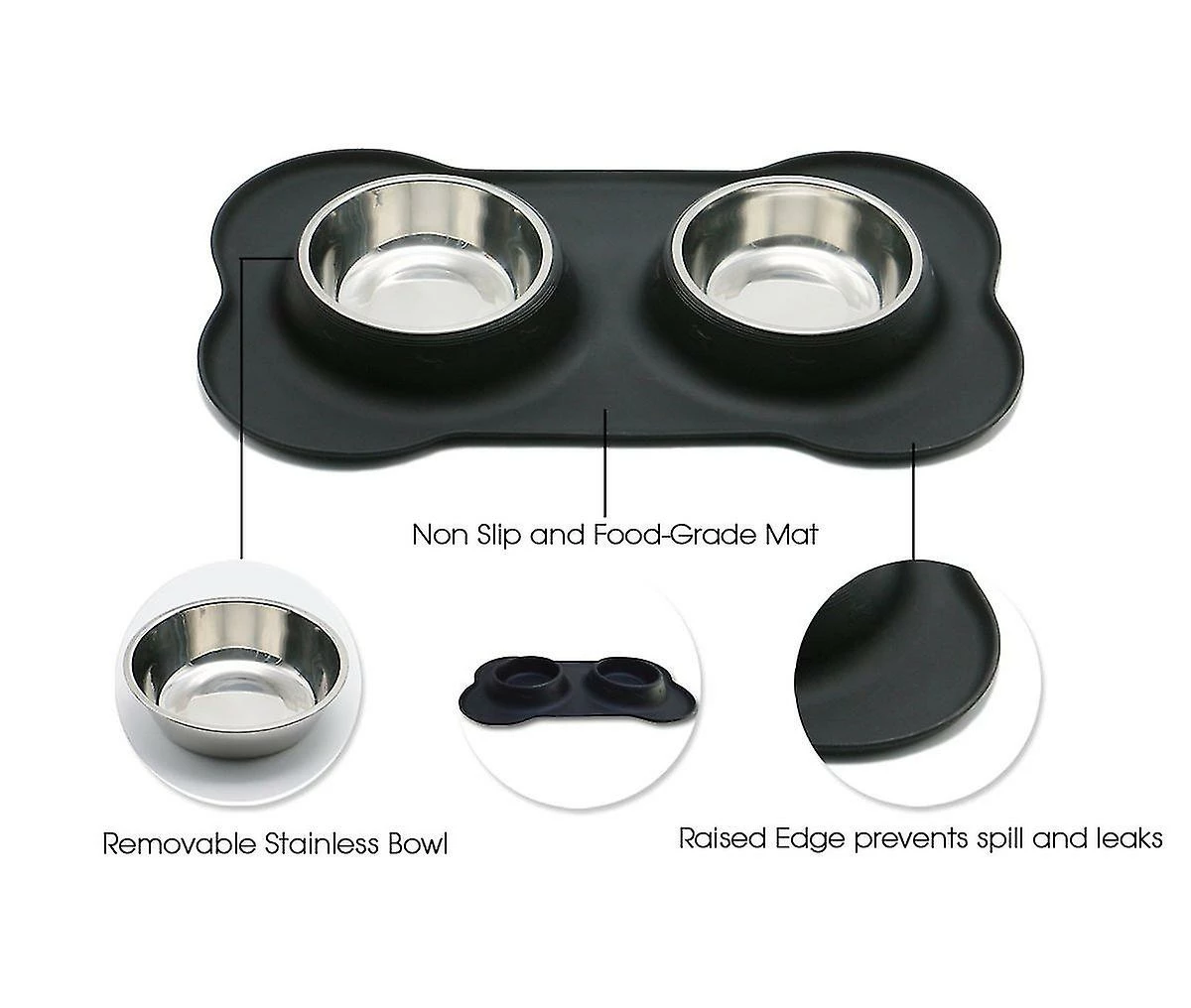 Unbranded Dog Bowls Food Water Bowl En Acier Inoxydable Double Bowl , 800ml 2 Unbranded Dog Bowls Food Water Bowl En Acier Inoxydable Double Bowl , 800ml – Image 2
