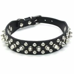 Giveuphesit Spike Rivet Rivet Dog Collar Réglable Pu Cuir Sangle Travel Bowl Cadeau