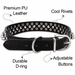Giveuphesit Spike Rivet Rivet Dog Collar Réglable Pu Cuir Sangle Travel Bowl Cadeau -Pet Soin 402082621 max
