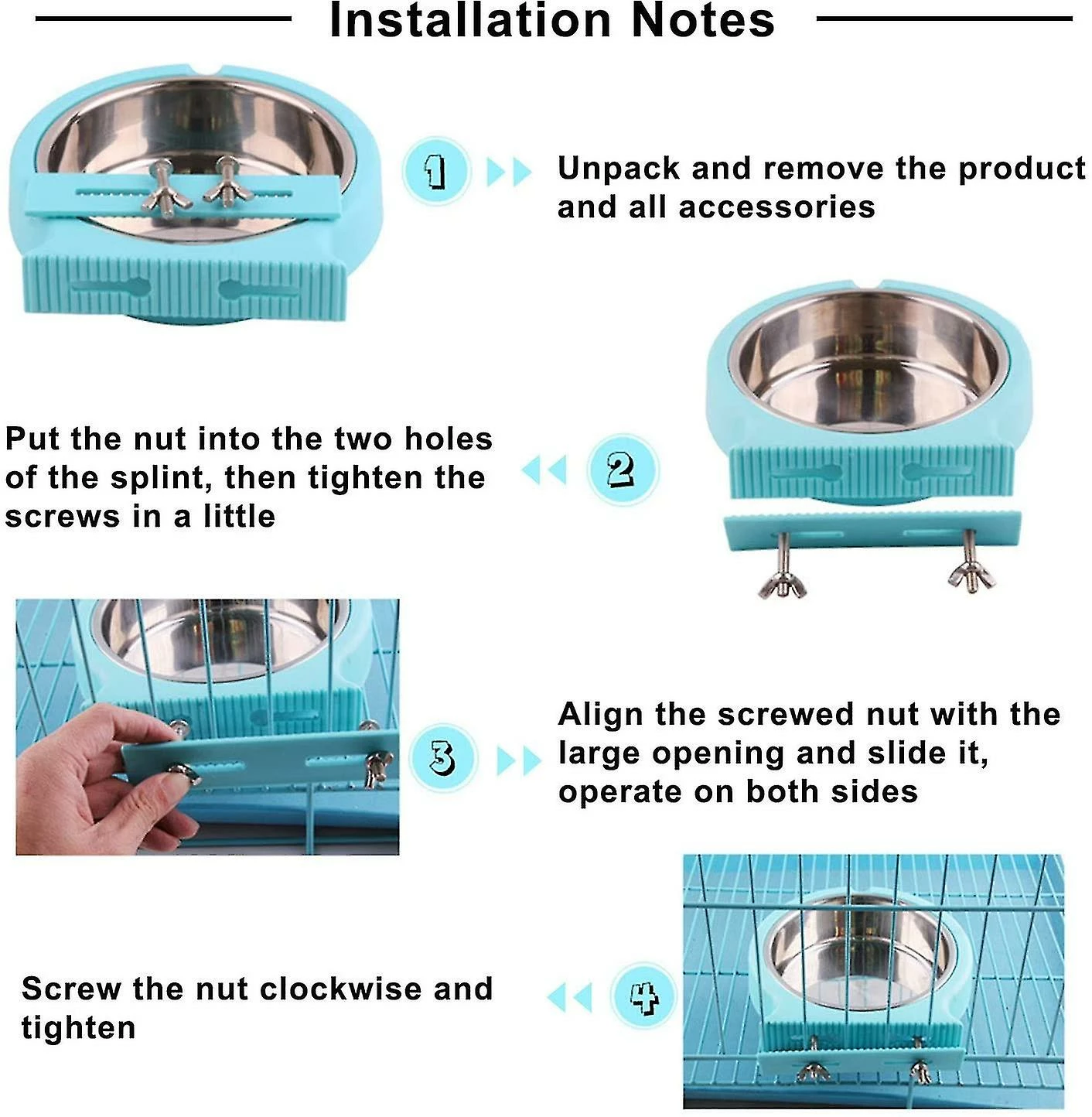 Aowear Crate Dog Bowl, Amovible En Acier Inoxydable Eau Aliment Feeder Bowls Cage Coop Cup Pour Chat Chiot Oiseau Animaux De Compagnie 5 Aowear Crate Dog Bowl, Amovible En Acier Inoxydable Eau Aliment Feeder Bowls Cage Coop Cup Pour Chat Chiot Oiseau Animaux De Compagnie – Image 5