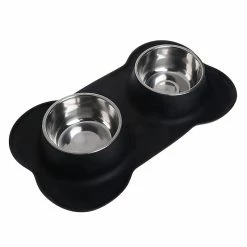 Wekity Pet Dog Bowls 2 Bol Pour Chien En Acier Inoxydable Sans Déversement Tapis En Silicone Antidérapant + Pet Food Scoop Water And Food Feeder Bowls Pour L’alimentation Des Petits Moyens -Pet Soin 402588080 max