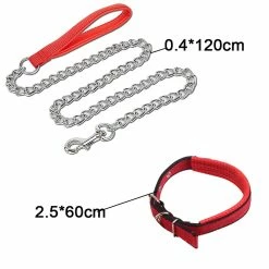 Ksalfye Chain Link Dog Leash Anti Chew Strong Anti Dog Leash Confortable Poignée Rembourrée Souple Pour Chiens De Taille Moyenne -Pet Soin 402910783 max