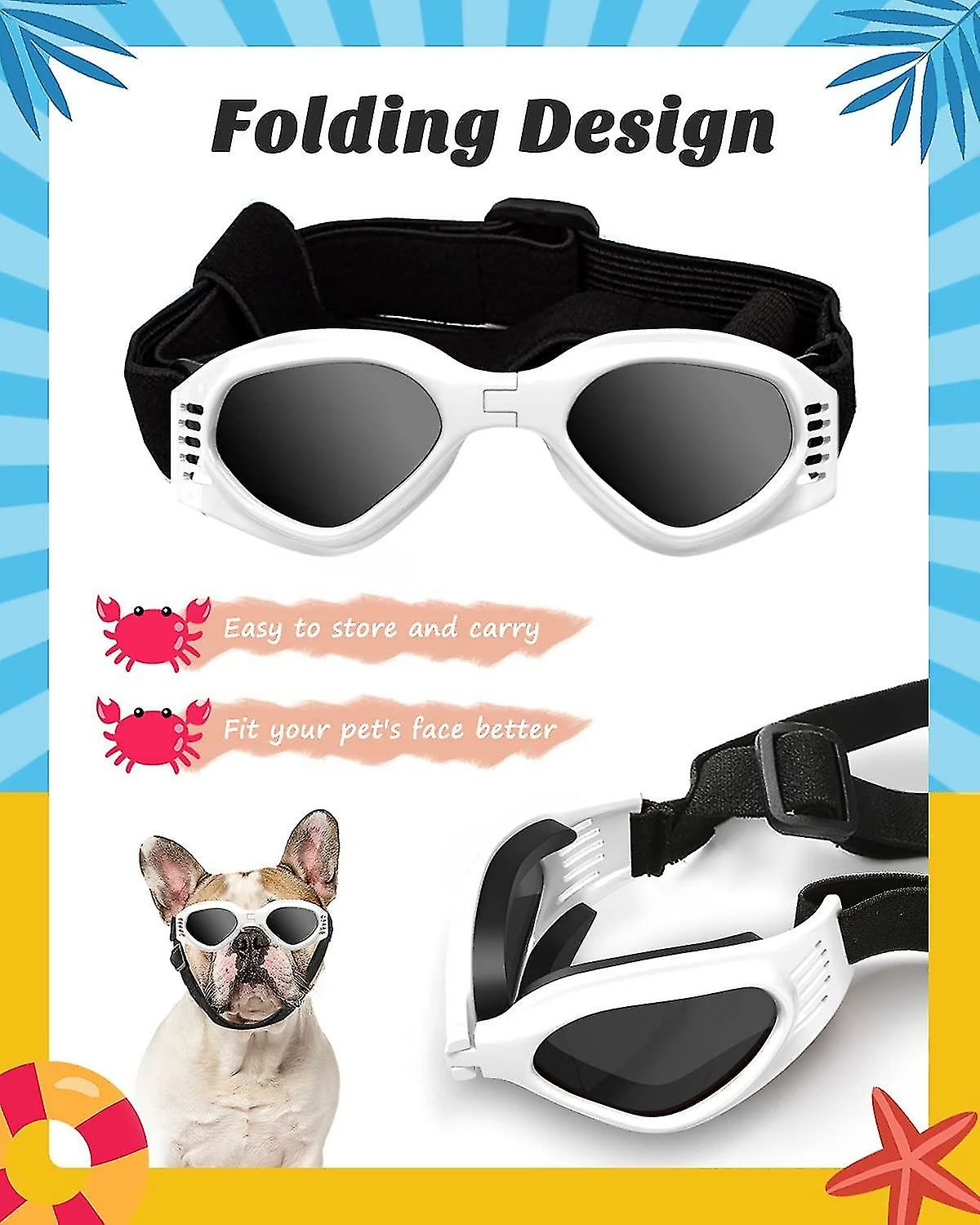 Unbranded Lunettes De Soleil Pour Petits Chiens Lunettes De Protection Uv Lunettes De Protection Des Yeux Avec Sangle Réglable Lunettes De Soleil Pliables Pour Animaux De Compagnie Lunettes De Soleil Imperméables Pour Chiens Lunettes De Soleil Pour Animaux De Compagnie Dog W 2 Unbranded Lunettes De Soleil Pour Petits Chiens Lunettes De Protection Uv Lunettes De Protection Des Yeux Avec Sangle Réglable Lunettes De Soleil Pliables Pour Animaux De Compagnie Lunettes De Soleil Imperméables Pour Chiens Lunettes De Soleil Pour Animaux De Compagnie Dog W – Image 2