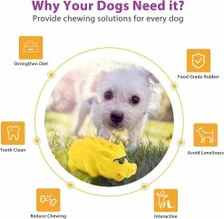 Unbranded Squeak Toy Chew Dog Pig Brosse à Dents Interactive Pour Animal De Taille Moyenne (jaune -Pet Soin 416932541 max