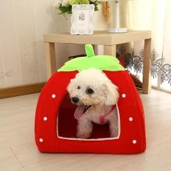Rtopr Pet Dog Cat Puppy Cave House Coussin Home Bed Soft Mignon Lavable Forme De Fraise -Pet Soin 422797630 max