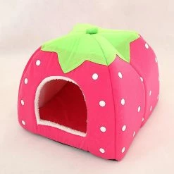 Rtopr Pet Dog Cat Puppy Cave House Coussin Home Bed Soft Mignon Lavable Forme De Fraise -Pet Soin 422797655 max